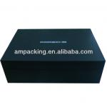 Black Lamination Luxury Logo Silver Stamped Hinged Paperboard Gift Packaging Box for High Level Shoes with Magnet
