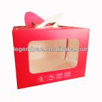 Lovely take away food packaging custom clear windows paper cupcake box with handle wholesale