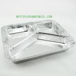 3-compartment Take away Aluminium Foil Food Containers meal trays, strong and sparkling , with lids