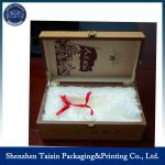 luxury wooden gift packaging box with velvet