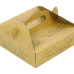 Food Safty Brown Kraft Paper with Handle for Pizza or Cake Packaging