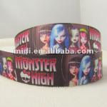 Best seller 100% polyester Monster High cartoon printed grosgrain ribbon
