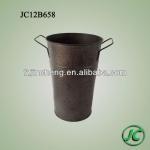 Shabby chic wrought iron metal pail with handle
