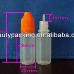 10ml LDPE liquid dropper bottle with orange childproof cap and long thin tip BT-027