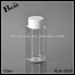 120ml plastic bottle, Clear square plastic bottle with white screw cap PLA-3035