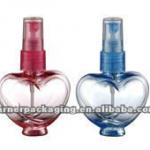 2014 25ml,50ml.80ml.120ml heart shape PET bottle in any color with spary pump JN-110