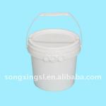3L white plastic bucket with lid with metal handle 0388