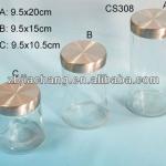 clear glass apothecary jars with stainless steel lid CS308 CS308