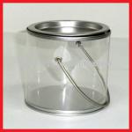 clear plastic candy bucket with tin lid and handle 110887