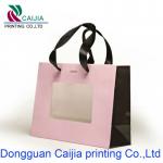 Clothing gift paper bag with die cut window,bra gift packaging bag,bra shopping bag L-20131005-11