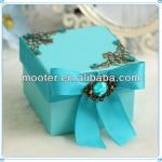 Excellence Blue Piped Gift Boxes Wholesale With Bow-Knot For Wedding Guest Souvenir Favor MGB-0026