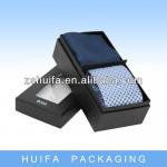 Hot sale black packaging box for tie for 2 ties with clear window packaging box for tie