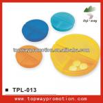 hot sale cheap round shape plastic pill box with lock 3 compartments TPL-013