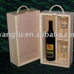 pine wood wine box and wine glasses packaging box WF1422