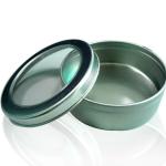 Round spice metal tin box, Seasoning container, Vanilla tin can with clear window tc002