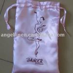 satin shoe bag with ribbon drawstring and printing SAB-02