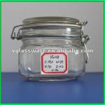 storage jar with wire hood 490ml cream glass jar seal pot VG028