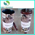 tall metal coffee tin with lids,round coffee storage metal box YB-091