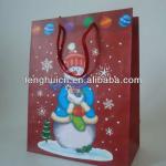 Xmas art paper gift bag with pp handle kraft paper bag 070