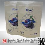 Ziplock stand up kraft paper bag for prune packaging