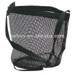 wholesale black nylon mesh feed bag with webbing handle