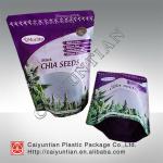 Black chia seeds stand up zipper bag with bottom gusset/customized design draft food packaging bag