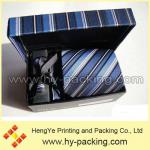 blue stripe pattern open box for rolling business tie and cufflink set packaging hengye company