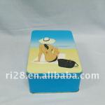 Rectangular tin box with hinge for tie {CF2111}