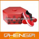 High quality custom made-in-china red hexagon wooden box for shoes (ZDS-SE134)