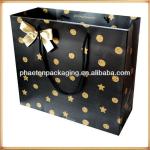 Qingdao factory custom 2014 fashion eco friendly custom printed strong recycled hot sale luxury black paper bag