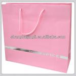 Pink gift paper bag with stamping logo in large size