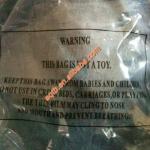 plastic bag with suffocation warning words