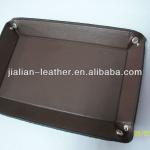 PU leather tray with brown woven pattern pattern