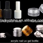 empty acrylic nail gel bottle, UV Gel glass nail polish bottles with brush and cap