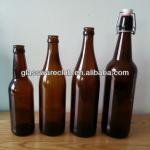 12oz amber glass beer bottle with crown cap