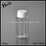 120ml plastic bottle, Clear square plastic bottle with white screw cap