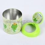 frog round shaped tin can with window
