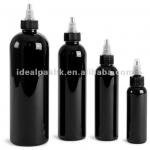 250ml Black Cosmo Round Plastic bottle