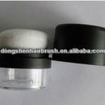 empty kosmetik mineral powder jar, black matte makeup puff jar,plastic factories in turkey powder container jar