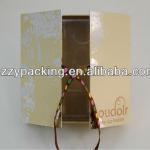 door shape cosmetic box with fasten ribbon