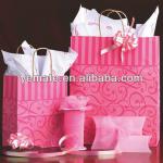 2013 top grade pink fancy paper bag making machine, high quality shopping paper bag with ribbon bow &amp; cotton handle