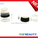Round loose powder container with sponge applicator and top mirror(TJ2001)