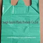 HDPE green t-shirt bag, shopping bag