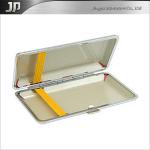 Small rectangular metal box hinged lid