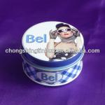 Round tin cosmetic box for girl