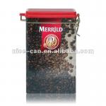 airtight lid coffee tin metal box with clip