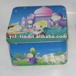 cartoon decoration square shape cookie tin can/candy tin can