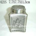 Docrative Rectangular Pewter-plated Metal Tea Tin