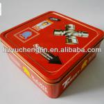 medium size excellent square tin box for cookies/tea/coffee packaging