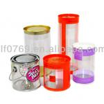 transparent plastic can with handle,pvc tin can